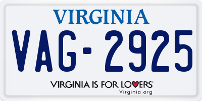 VA license plate VAG2925