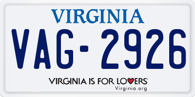 VA license plate VAG2926