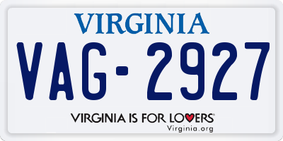 VA license plate VAG2927