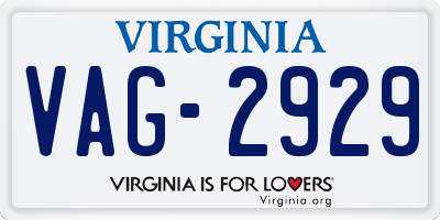 VA license plate VAG2929