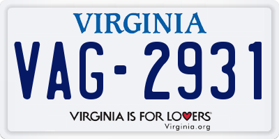 VA license plate VAG2931