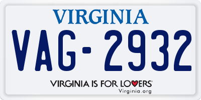 VA license plate VAG2932