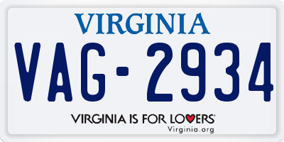 VA license plate VAG2934