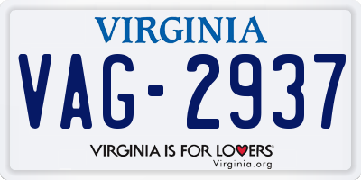 VA license plate VAG2937