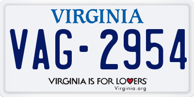 VA license plate VAG2954