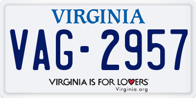 VA license plate VAG2957