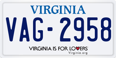 VA license plate VAG2958