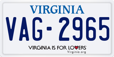 VA license plate VAG2965