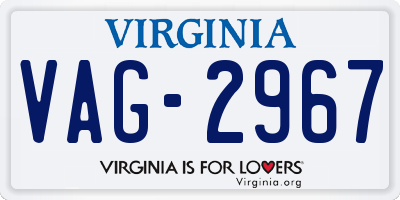 VA license plate VAG2967