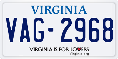VA license plate VAG2968