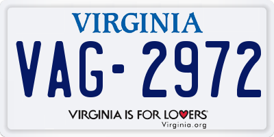 VA license plate VAG2972