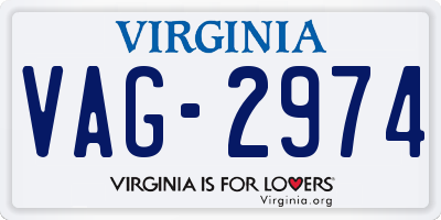 VA license plate VAG2974