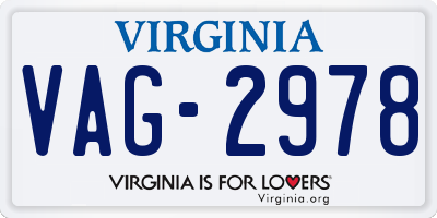 VA license plate VAG2978