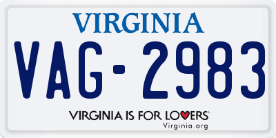 VA license plate VAG2983