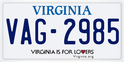 VA license plate VAG2985