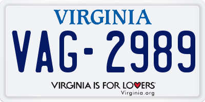 VA license plate VAG2989