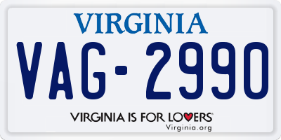 VA license plate VAG2990