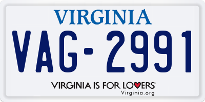 VA license plate VAG2991