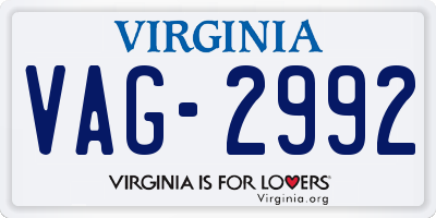 VA license plate VAG2992