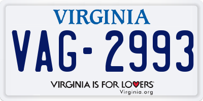 VA license plate VAG2993