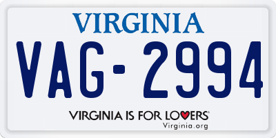 VA license plate VAG2994