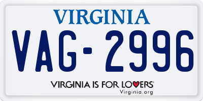 VA license plate VAG2996