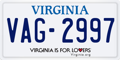 VA license plate VAG2997