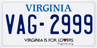 VA license plate VAG2999
