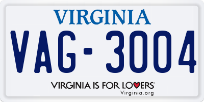 VA license plate VAG3004