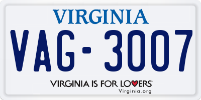 VA license plate VAG3007