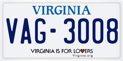 VA license plate VAG3008