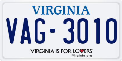 VA license plate VAG3010