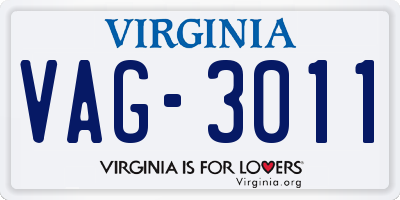 VA license plate VAG3011