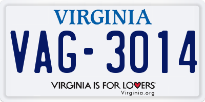 VA license plate VAG3014