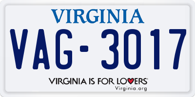 VA license plate VAG3017