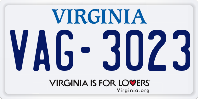 VA license plate VAG3023