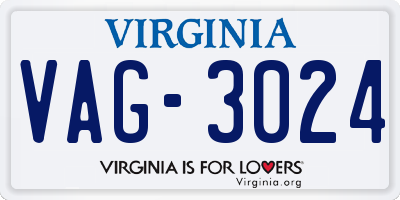 VA license plate VAG3024