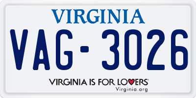 VA license plate VAG3026