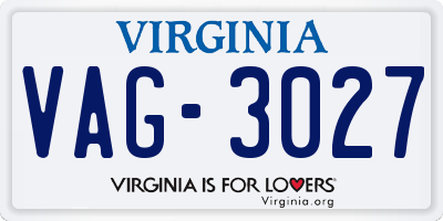 VA license plate VAG3027