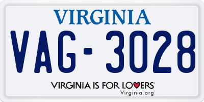 VA license plate VAG3028