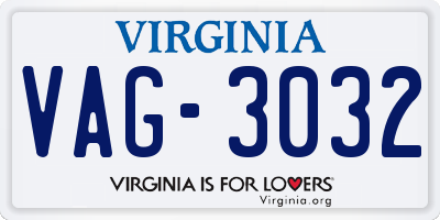 VA license plate VAG3032