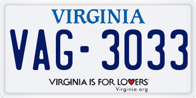 VA license plate VAG3033