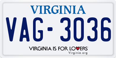 VA license plate VAG3036