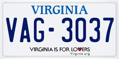 VA license plate VAG3037