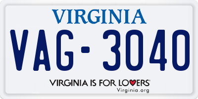 VA license plate VAG3040