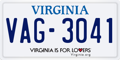 VA license plate VAG3041