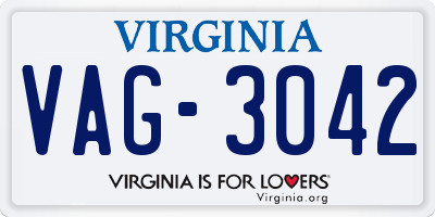 VA license plate VAG3042