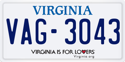 VA license plate VAG3043