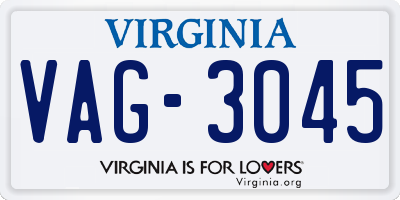 VA license plate VAG3045