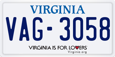 VA license plate VAG3058